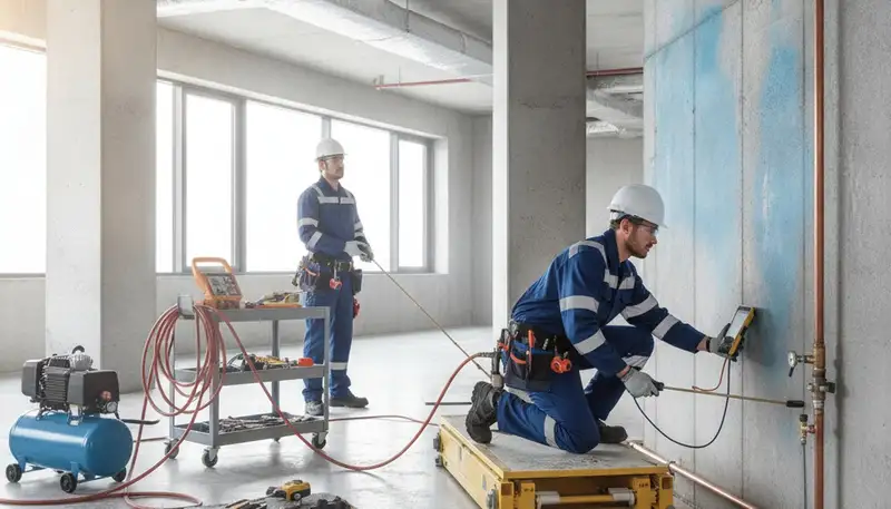 Leak detection plumber inspecting hidden pipe leaks in Indianapolis, IN