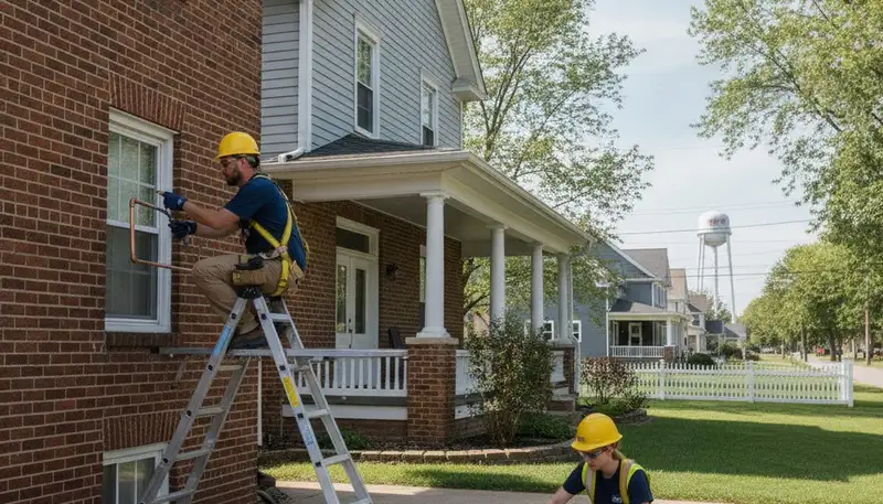 Indianapolis IN plumbing repair technician servicing pipes for a local plumbing business