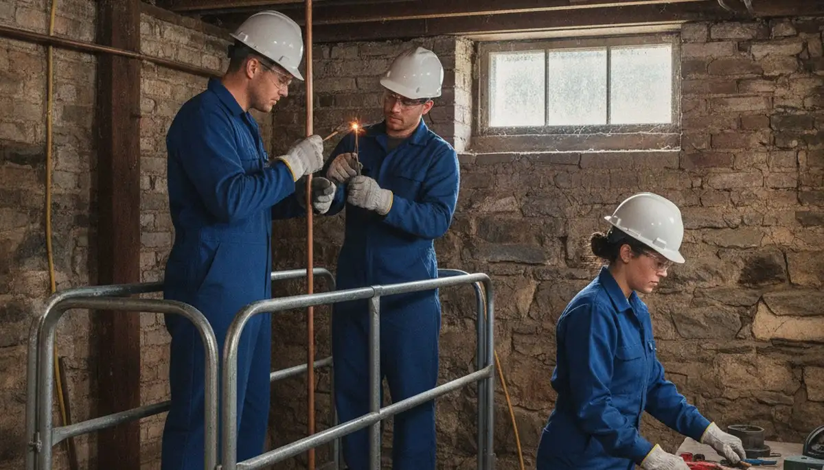 Indianapolis, IN plumbing repair technician servicing a residential pipe leak