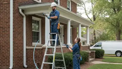 Indianapolis, IN plumbing repair technician servicing a residential pipe issue