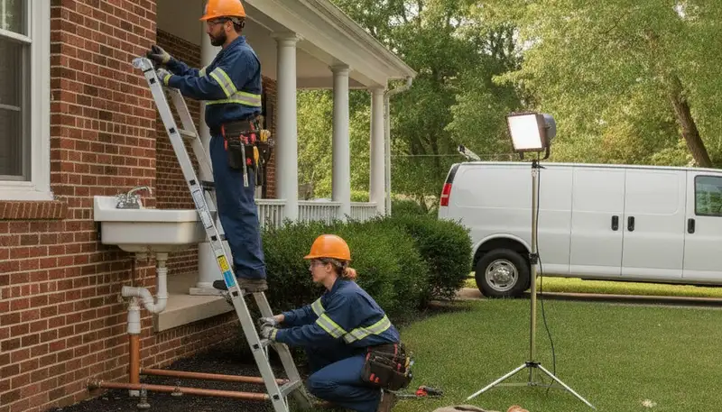 Plumber repairing a pipe in Indianapolis, IN for plumbing repair service