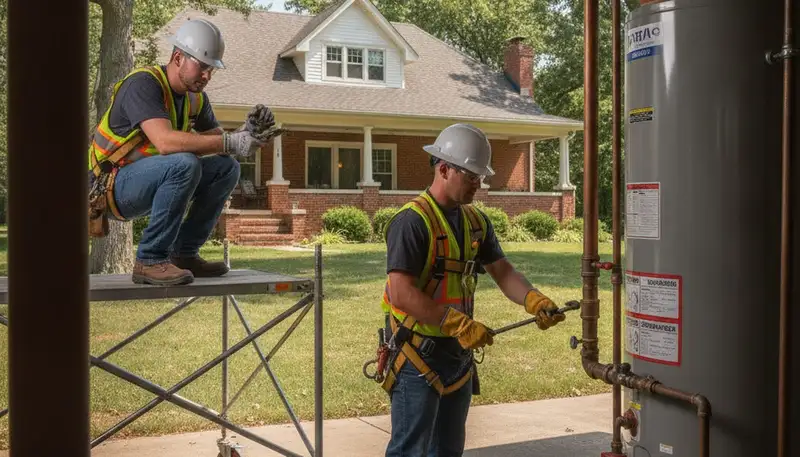 Indianapolis, IN plumber repairing a residential plumbing leak for plumbing repair service