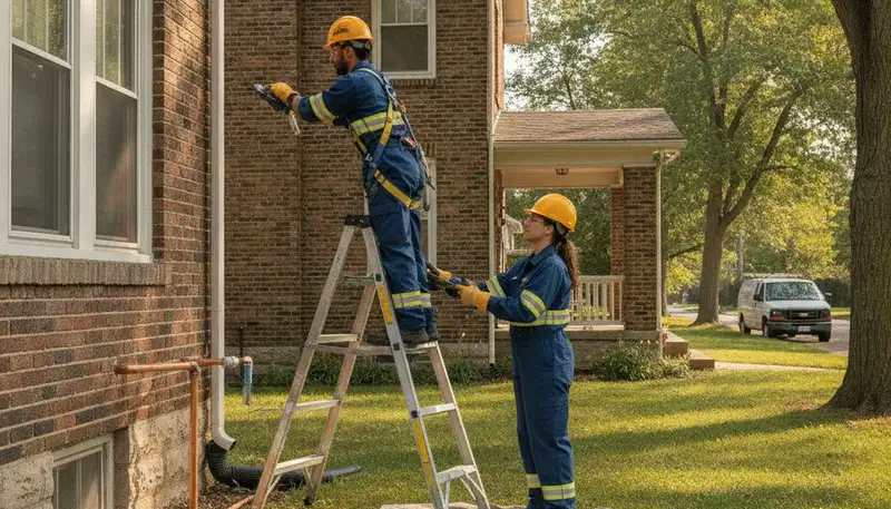 Indianapolis IN plumbing repair technician fixing a residential pipe leak