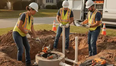 Septic repair service truck for Indianapolis, IN homes by On Call Plumbers