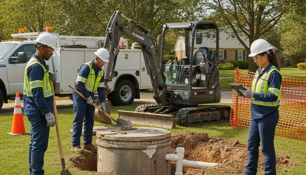 Septic repair service truck for Indianapolis, IN homes by On Call Plumbers